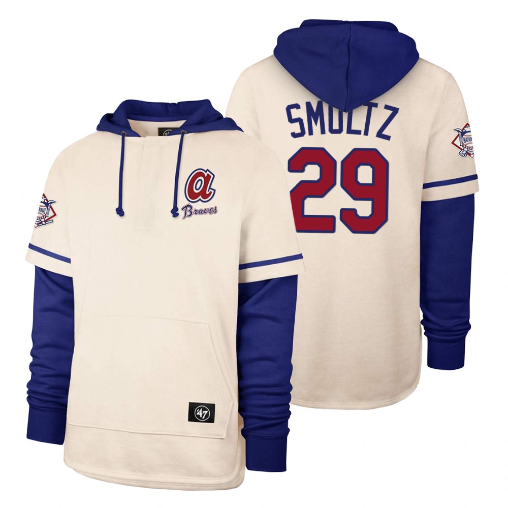 Men Atlanta Braves #29 Smoltz Cream 2021 Pullover Hoodie MLB Jersey->atlanta braves->MLB Jersey